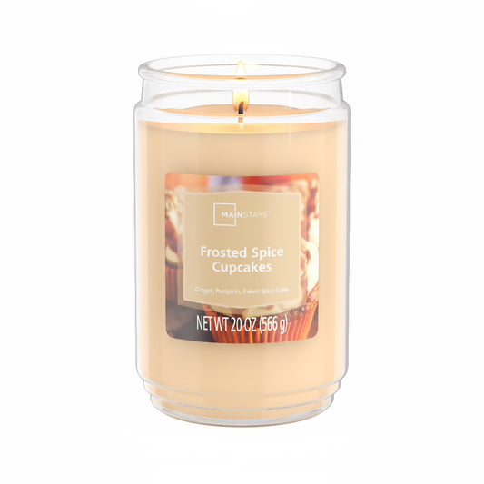 Single-Wick Scented Glass Jar Candle, Frosted Spice Cupcakes, 20Oz.